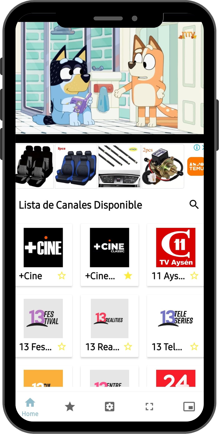 Vista previa de la app ChileTV
