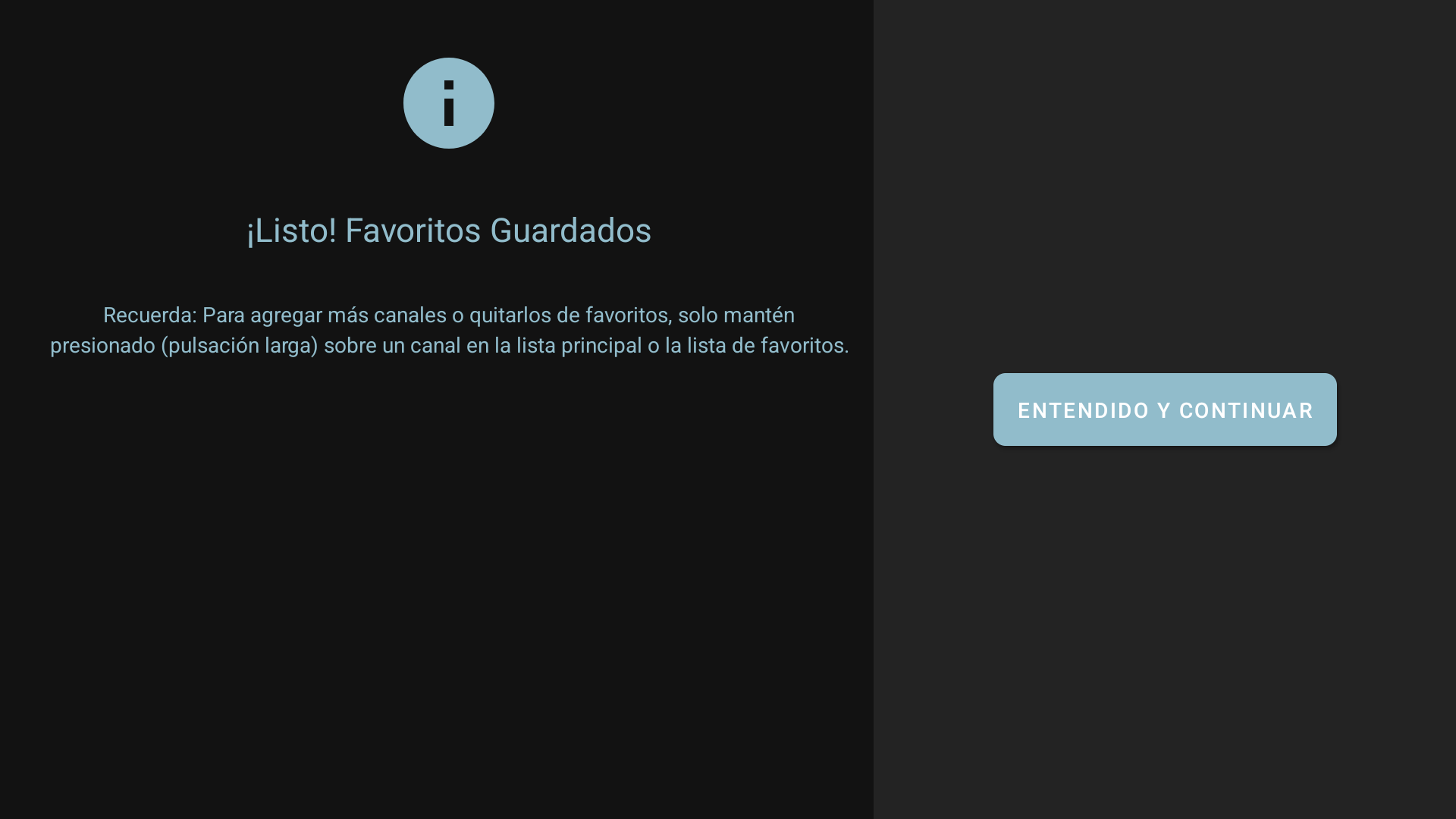 Grilla de canales en Smart TV